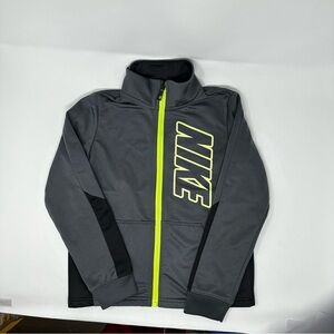 Nike Kids Jacket in Gray with Neon Yellow Zipper size 7 Kids Large